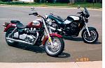 The GS850 was replaced by this 1995 Trident which was replaced by the 2003 Bonneville America.  Bad move. The Trident was a great machine but my back...