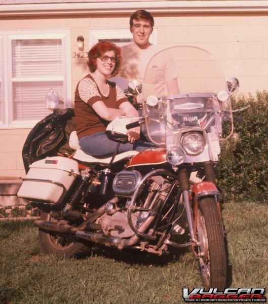 Yes, I used to ride a Harley. This photo was taken in 1975. Joyce and I looked different then.